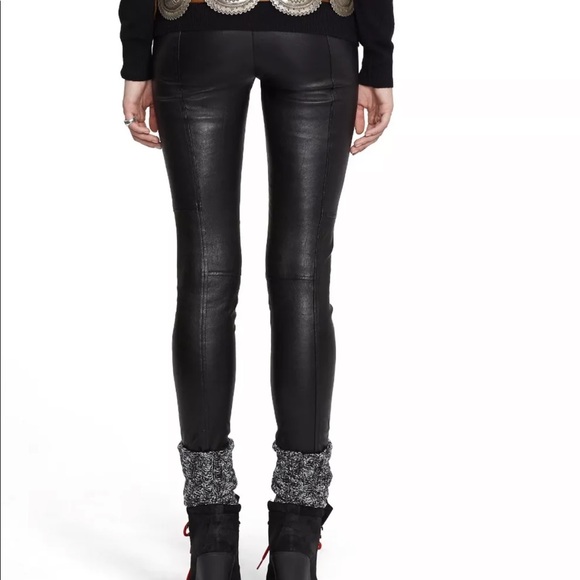 Polo Ralph Lauren Stretch Lamb Leather Black Skinny Pull On Pants NWT - Picture 3 of 9